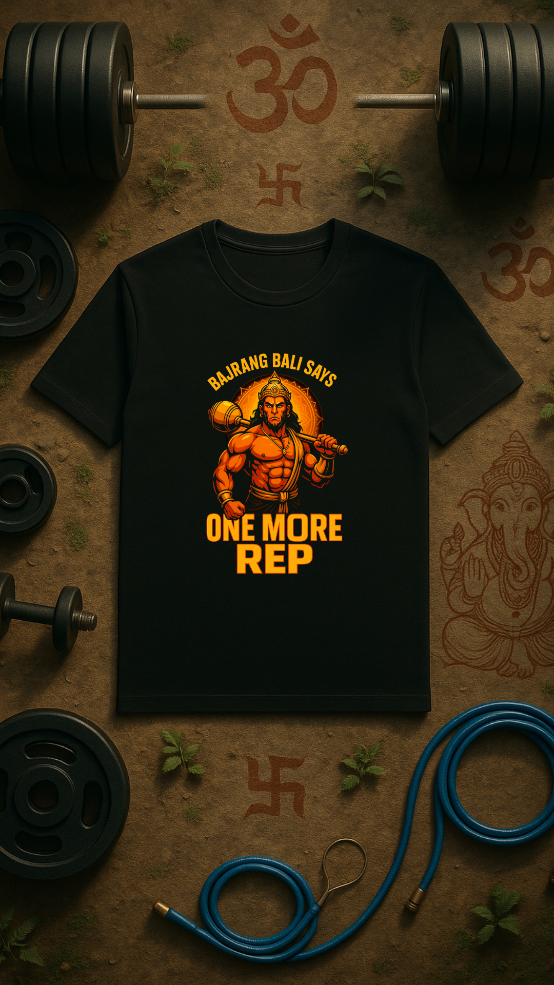 Bajrang Bali Says One More Rep – Men’s Gym T-Shirt | Hanuman Strength Edition | AGORAA MART
