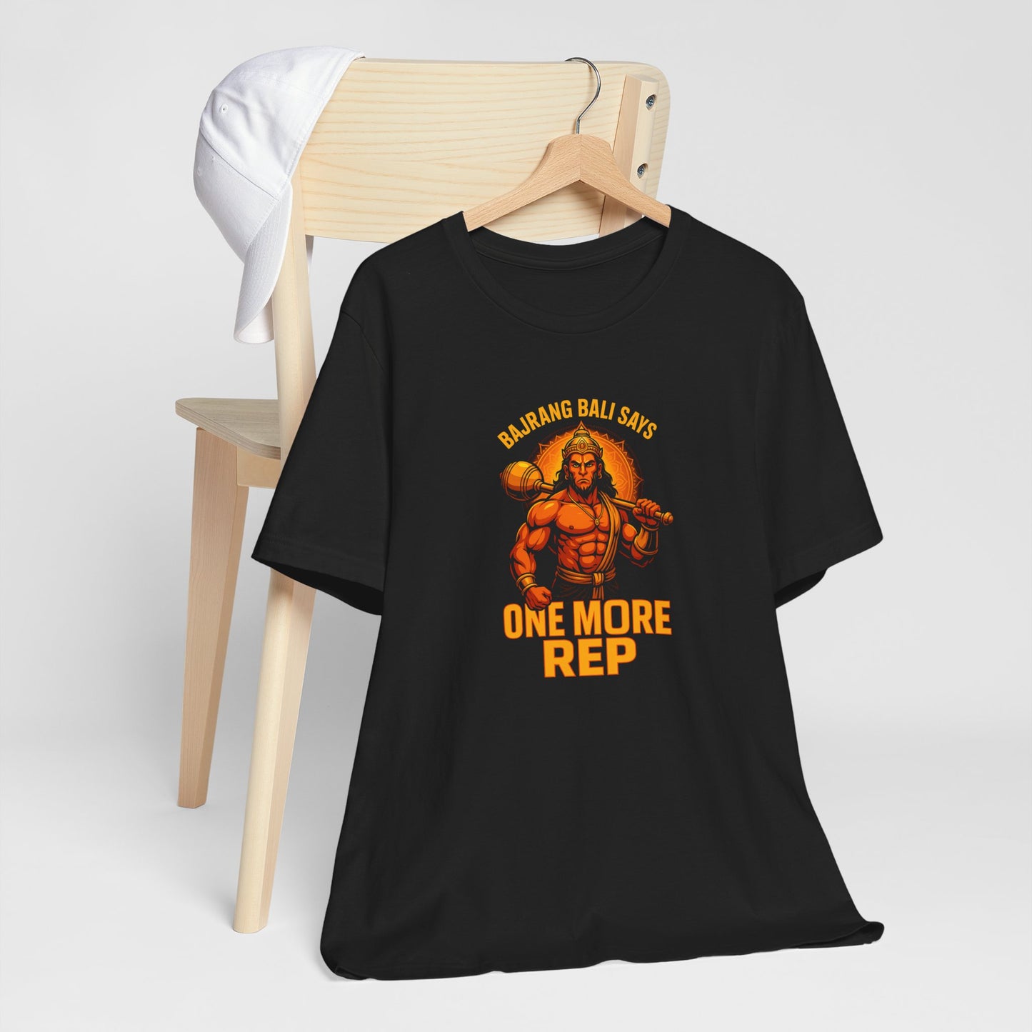 Bajrang Bali Says One More Rep – Men’s Gym T-Shirt | Hanuman Strength Edition | AGORAA MART