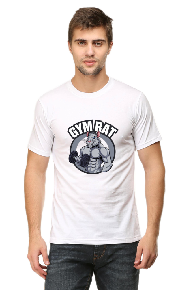 Gym Rat T-Shirt – Half Sleeve Muscle Fit for Men | Desi Hustler Edition