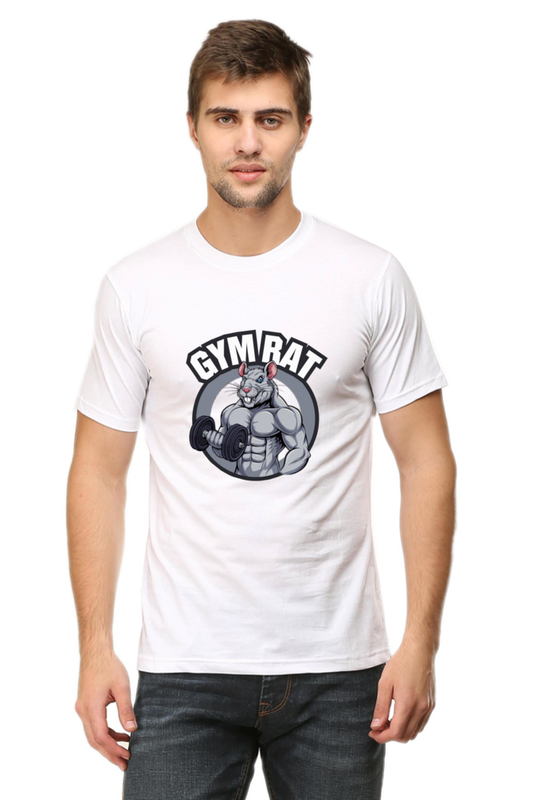 Gym Rat T-Shirt – Half Sleeve Muscle Fit for Men | Desi Hustler Edition