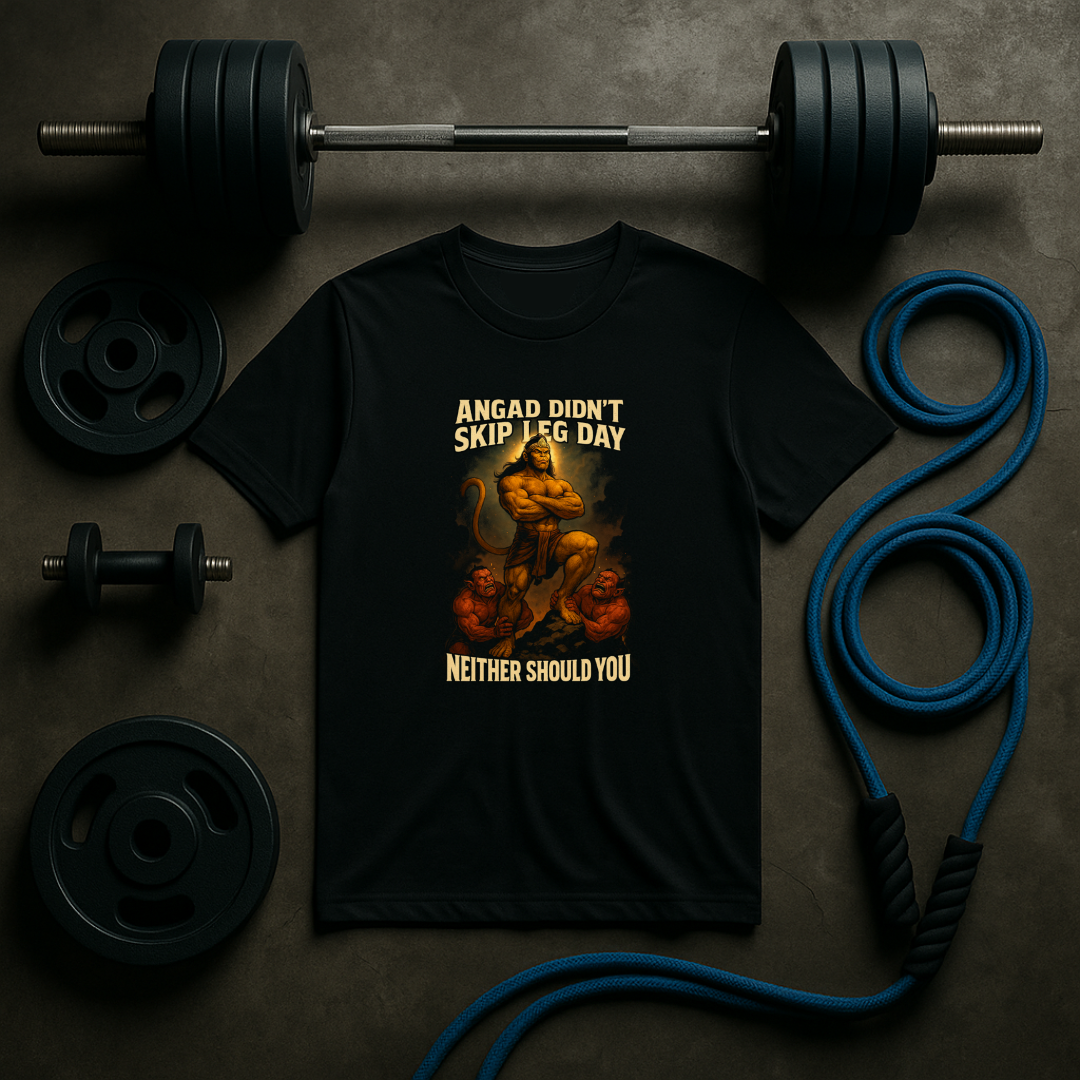 Angad Didn’t Skip Leg Day Neither Should You – Men’s Gym T-Shirt | Desi Mythology Gymwear | AGORAA MART