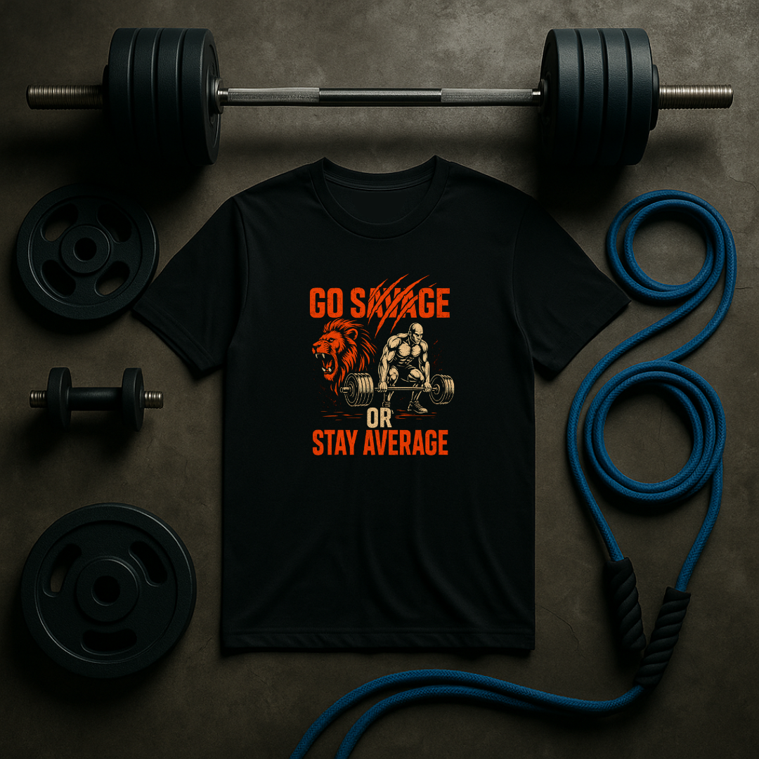 Go Savage or Stay Average – Men’s Gym T-Shirt | Savage Mode Series | AGORAA MART