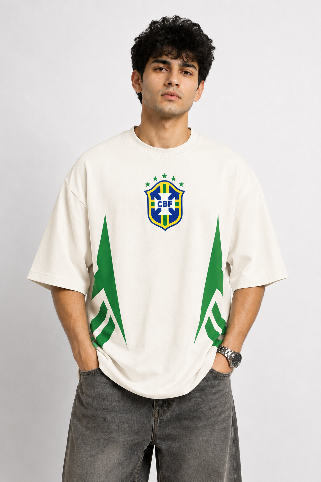 🇧🇷 Neymar 10 Brazil Oversized T-Shirt – Off White Edition