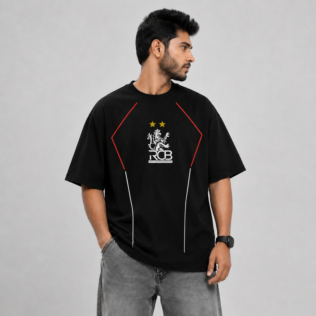 RCB Crest Panel Black T-Shirt