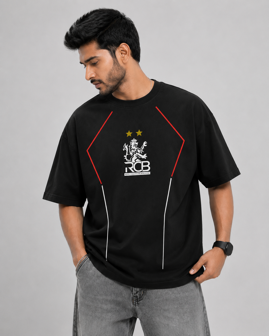 RCB Crest Panel Black T-Shirt