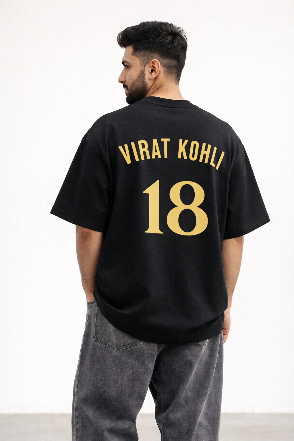 RCB Legacy Star Oversized Tee – Black Gold Edition
