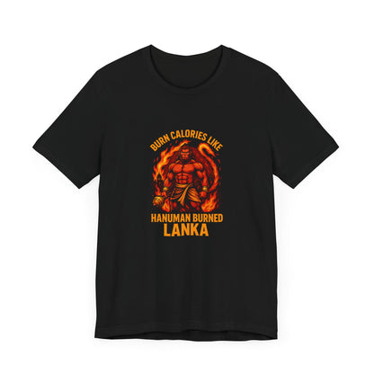 Burn Calories Like Hanuman Burned Lanka – Men’s Gym T-Shirt | Desi Strength Collection | AGORAA MART