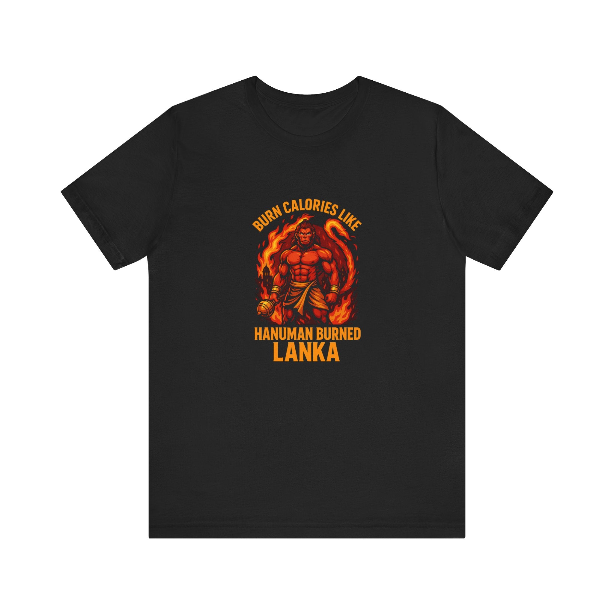 Burn Calories Like Hanuman Burned Lanka – Men’s Gym T-Shirt | Desi Strength Collection | AGORAA MART
