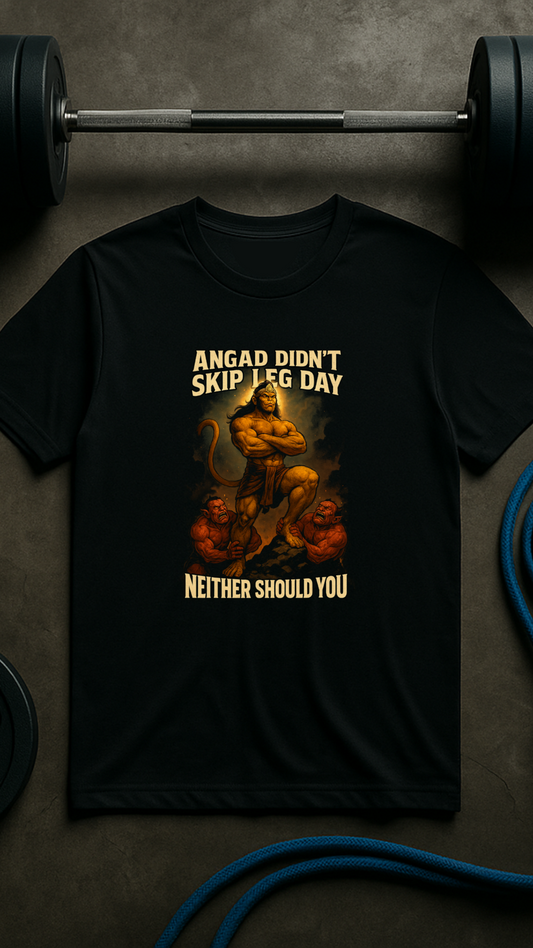 Angad Didn’t Skip Leg Day Neither Should You – Men’s Gym T-Shirt | Desi Mythology Gymwear | AGORAA MART