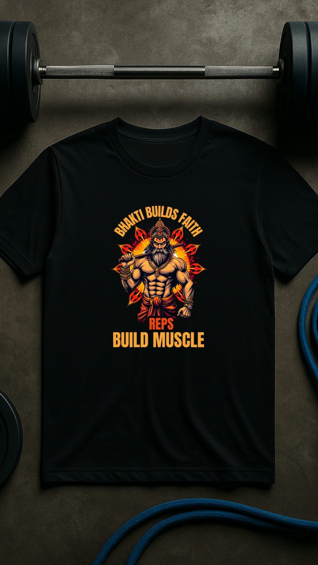 Bhakti Builds Faith, Reps Build Muscles – Men’s Spiritual Gym T-Shirt | AGORAA MART