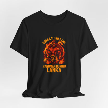 Burn Calories Like Hanuman Burned Lanka – Men’s Gym T-Shirt | Desi Strength Collection | AGORAA MART