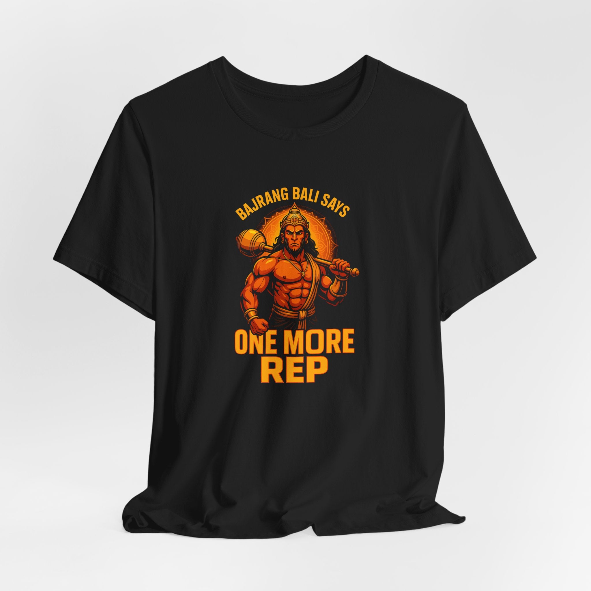Bajrang Bali Says One More Rep – Men’s Gym T-Shirt | Hanuman Strength Edition | AGORAA MART