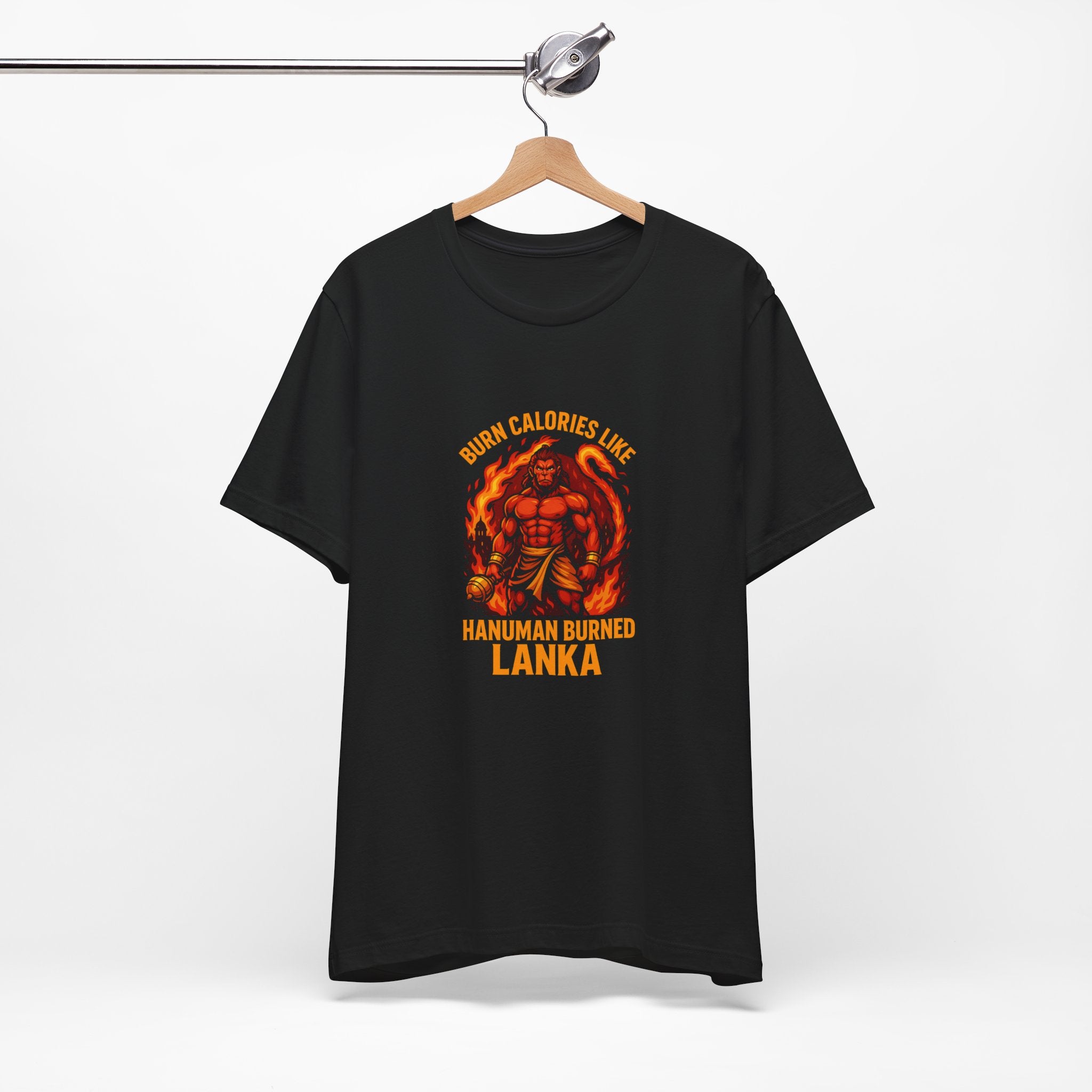Burn Calories Like Hanuman Burned Lanka – Men’s Gym T-Shirt | Desi Strength Collection | AGORAA MART