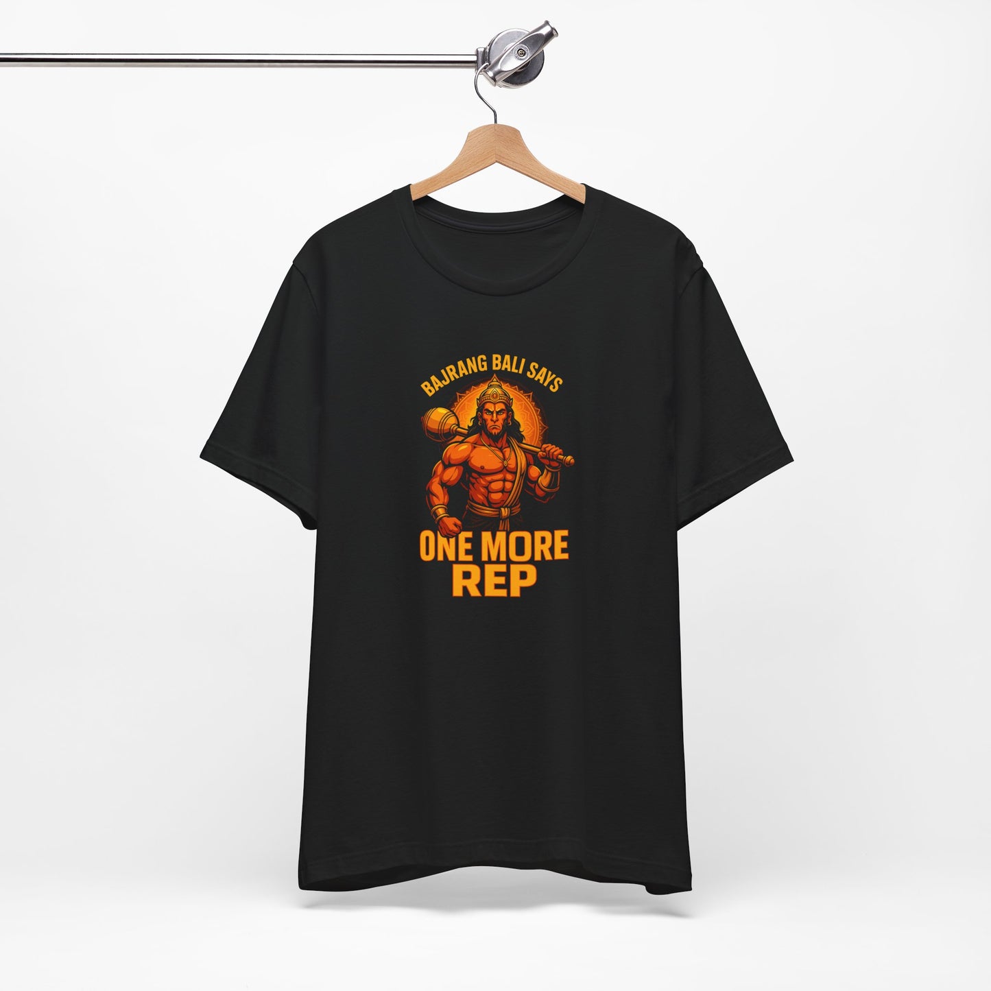 Bajrang Bali Says One More Rep – Men’s Gym T-Shirt | Hanuman Strength Edition | AGORAA MART