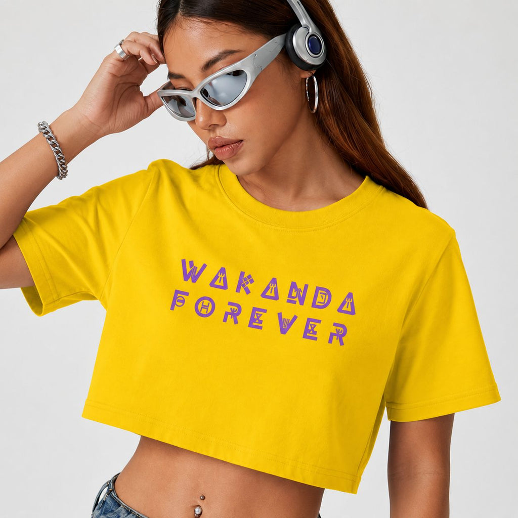 Wakanda Forever Graphic Crop Tee – Oversized Streetwear Top