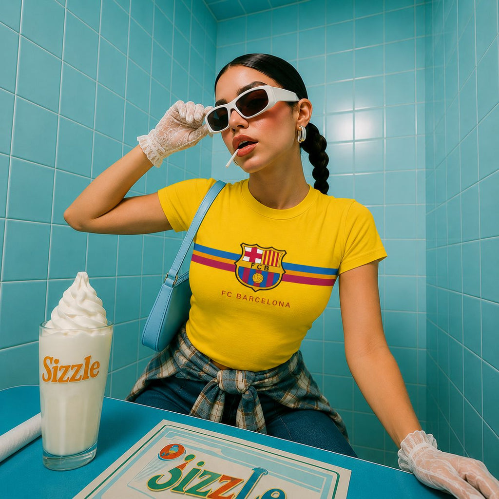 FC Barcelona Retro Baby Tee – Y2K Football Aesthetic Crop Top