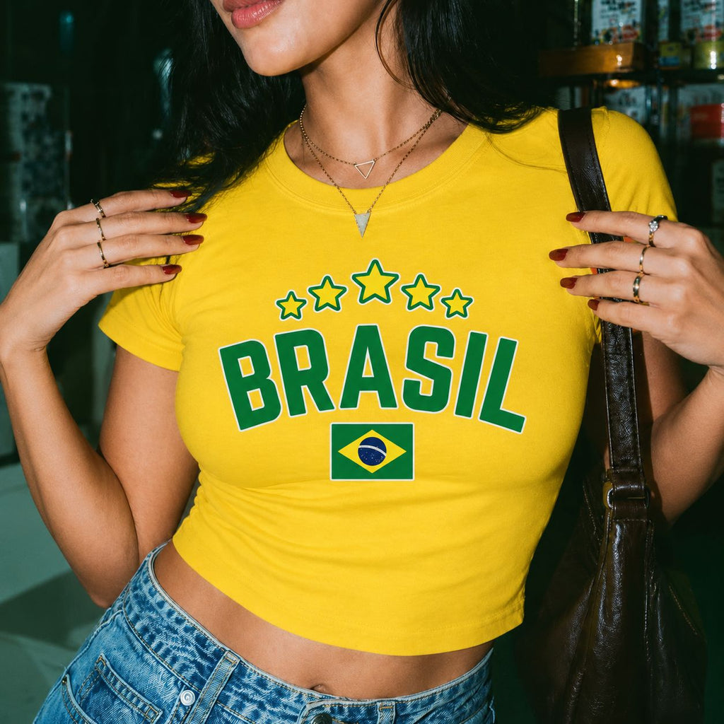 Brasil Baby Tee – Y2K Aesthetic Crop Top