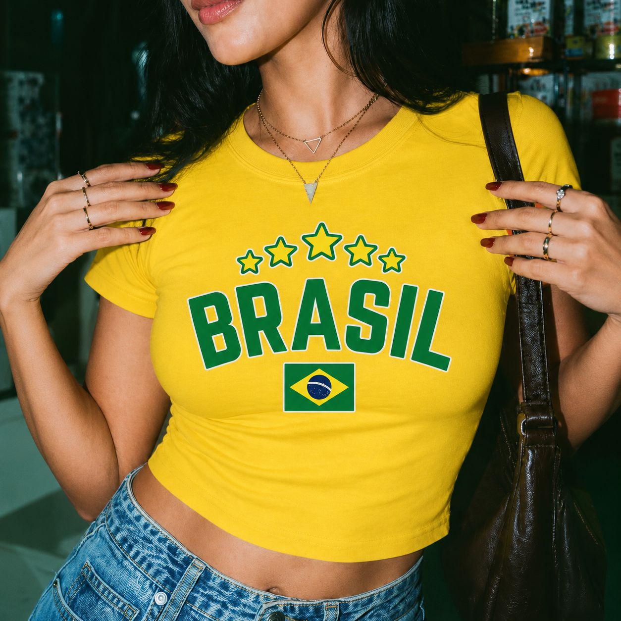 Brasil Baby Tee – Y2K Aesthetic Crop Top