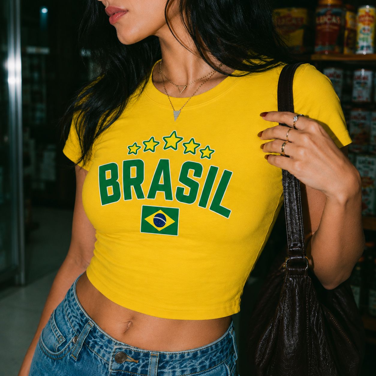 Brasil Baby Tee – Y2K Aesthetic Crop Top