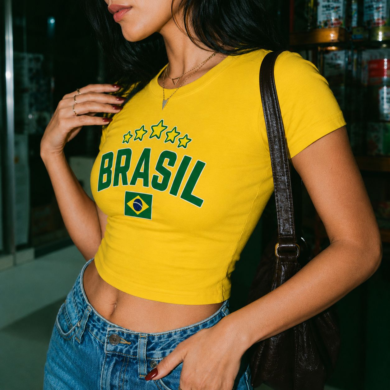 Brasil Baby Tee – Y2K Aesthetic Crop Top